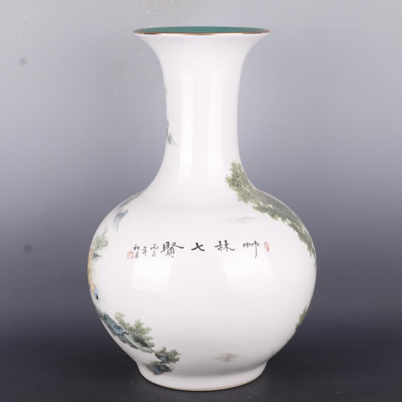 Antique Chinese porcelain floor home furnishing articles clear pastel prosperous flower grain vases, Antique curio collection