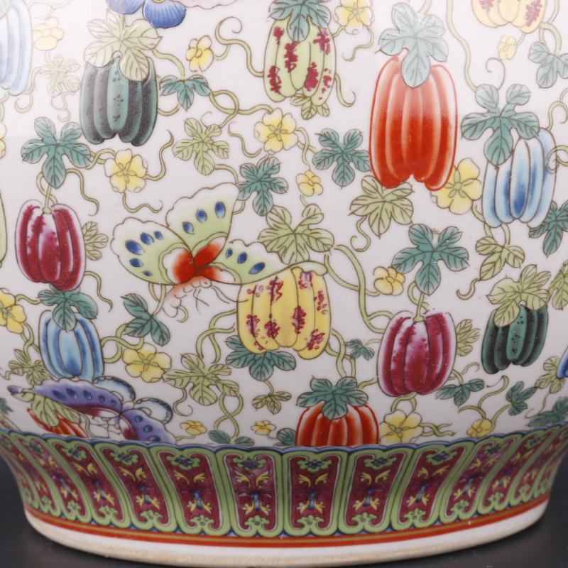 Antique Chinese porcelain floor home furnishing articles clear pastel prosperous flower grain vases, Antique curio collection