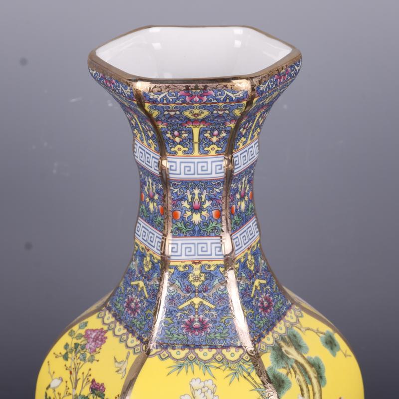 The Qing qianlong see colour enamel painting of flowers and the six - party antique craft porcelain vase household of Chinese style antique penjing collection