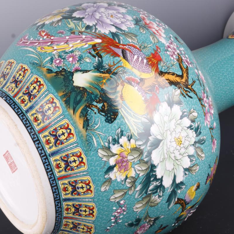 Antique Chinese porcelain floor home furnishing articles clear pastel prosperous flower grain vases, Antique curio collection