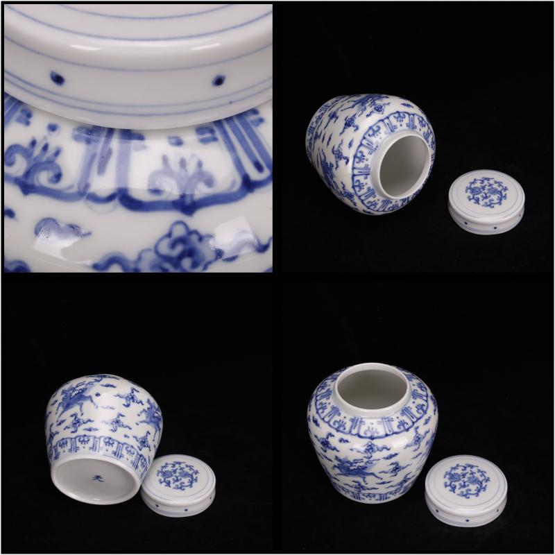 Jingdezhen hand - made kirin dragon grain day word wind canister caddy fixings antique ceramic tea set, tea is tea storage storehouse