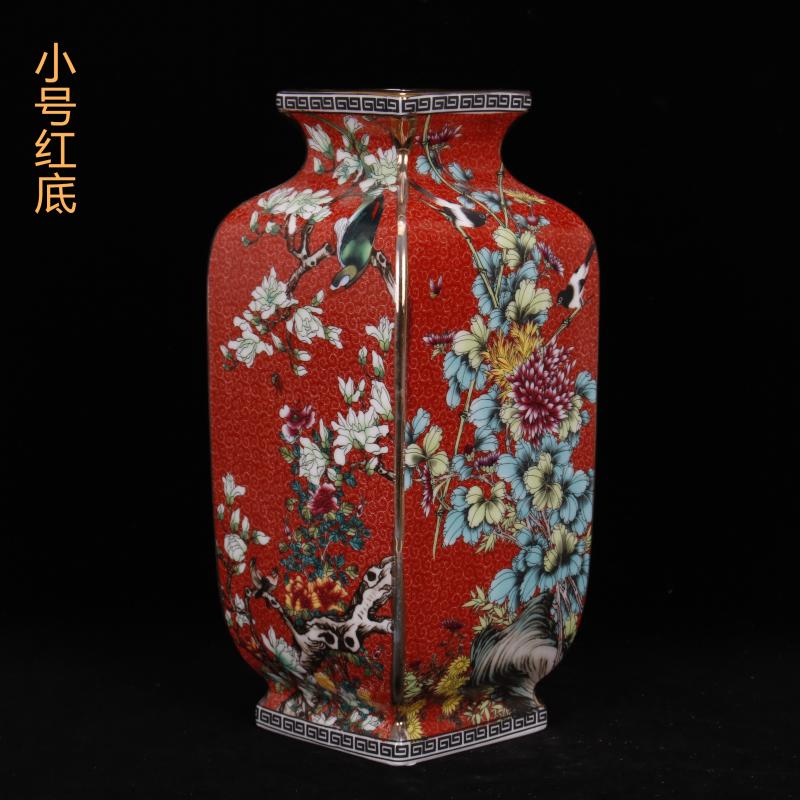 Jingdezhen imitation the qing qianlong style antique vintage colored enamel square bottle of Chinese style restoring ancient ways home furnishing articles of handicraft