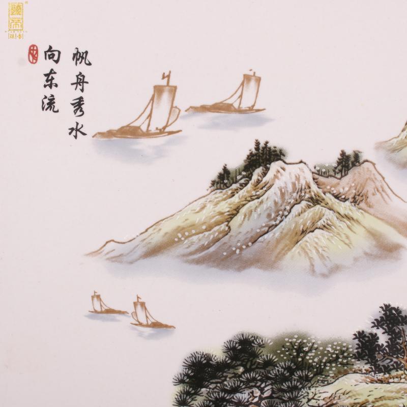 Jingdezhen Chinese wind pastel scenery landscape porcelain plate painting the sitting room is the study of new Chinese style company soft outfit ceramic murals