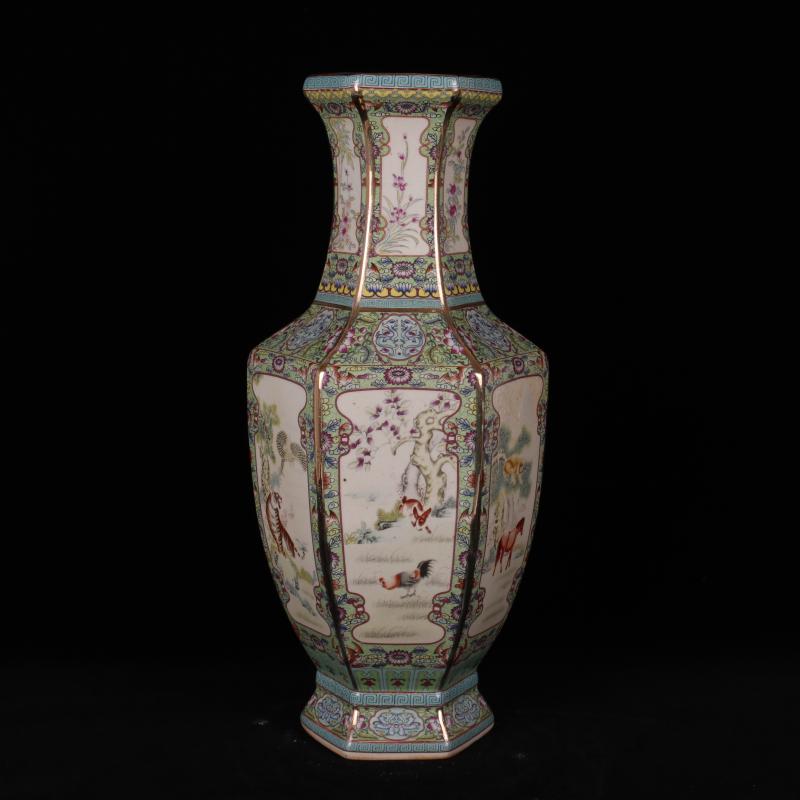 Jingdezhen imitation the qing qianlong designs of colored enamel vase archaize play Chinese zodiac antique decoration handicraft furnishing articles
