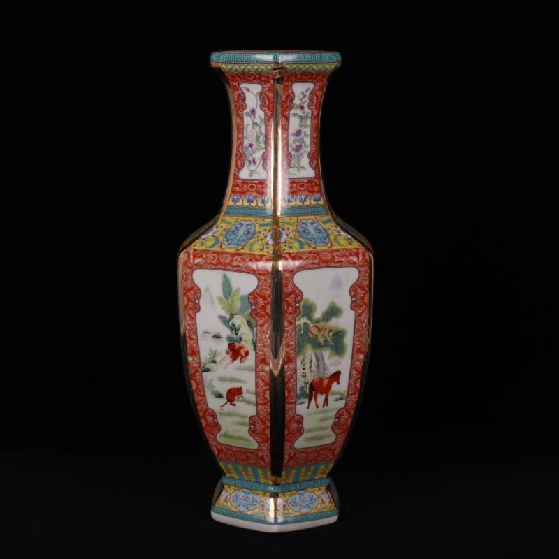 Jingdezhen imitation the qing qianlong designs of colored enamel vase archaize play Chinese zodiac antique decoration handicraft furnishing articles
