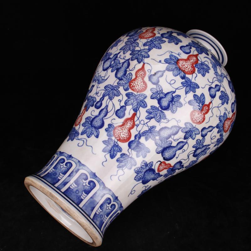 Jingdezhen vase imitation yongzheng antique blue - and - white youligong gourd vine branches of the reward bottle of Chinese style household decorative furnishing articles