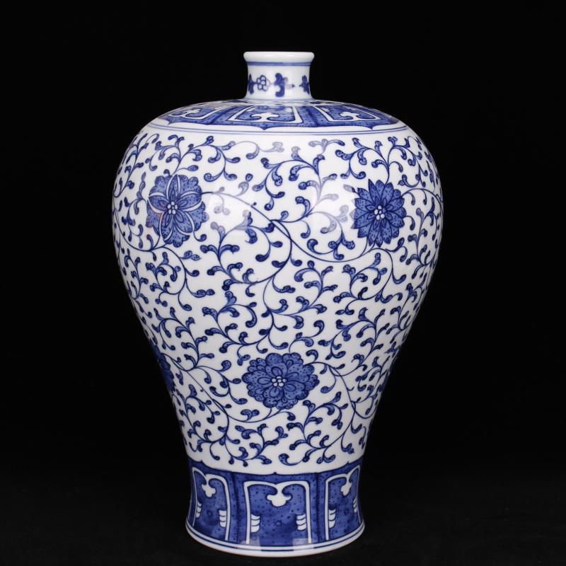 Jingdezhen blue and white youligong imitation the qing qianlong pure hand - made vases, new Chinese style living room furniture decorative vase furnishing articles