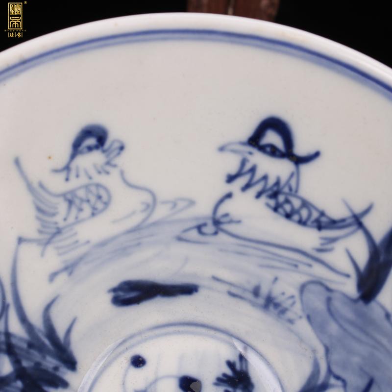 Archaize of jingdezhen blue and white porcelain mandarin duck play Dutch landscape hat to bowl of antique reproduction retro decoration antique furnishing articles