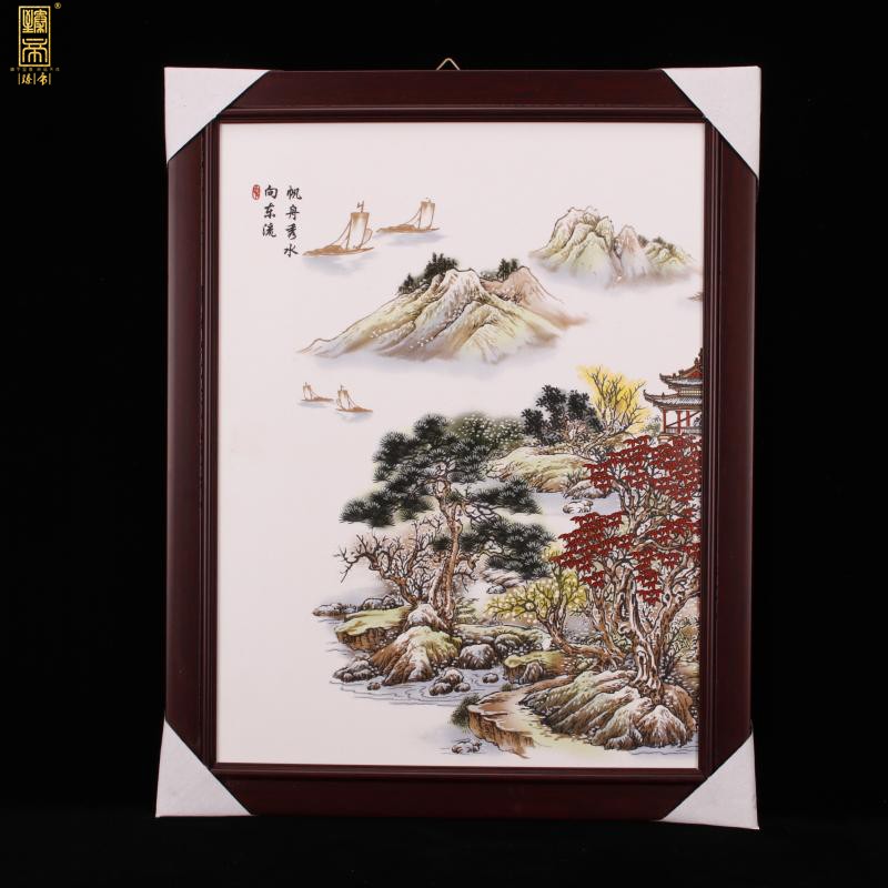 Jingdezhen Chinese wind pastel scenery landscape porcelain plate painting the sitting room is the study of new Chinese style company soft outfit ceramic murals