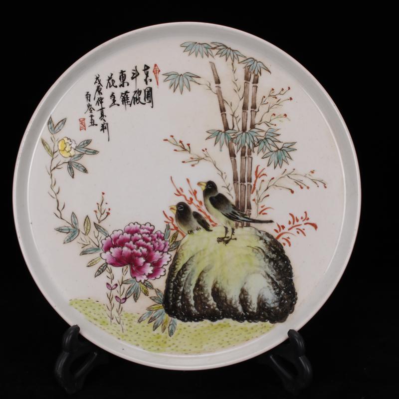 Jingdezhen imitation of the cultural revolution factory goods all porcelain enamel handpainted fine bamboo tea tray to peace compote Chinese style furnishing articles