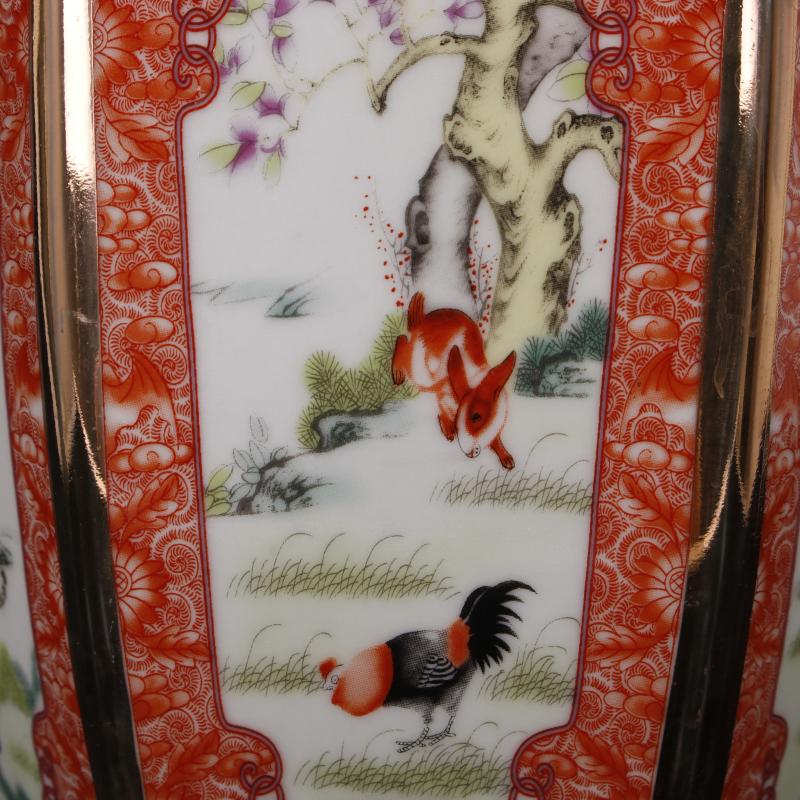 Jingdezhen imitation the qing qianlong designs of colored enamel vase archaize play Chinese zodiac antique decoration handicraft furnishing articles
