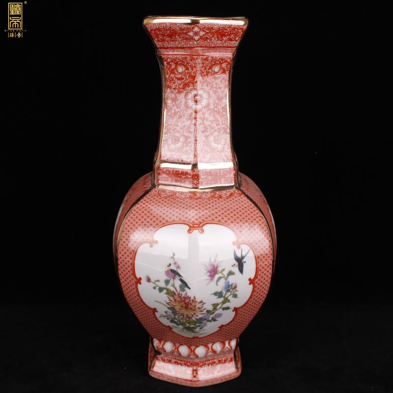 Chinese style classical imitation qianlong antique colored enamel porcelain vase home sitting room ark, furnishing articles of TV bar face