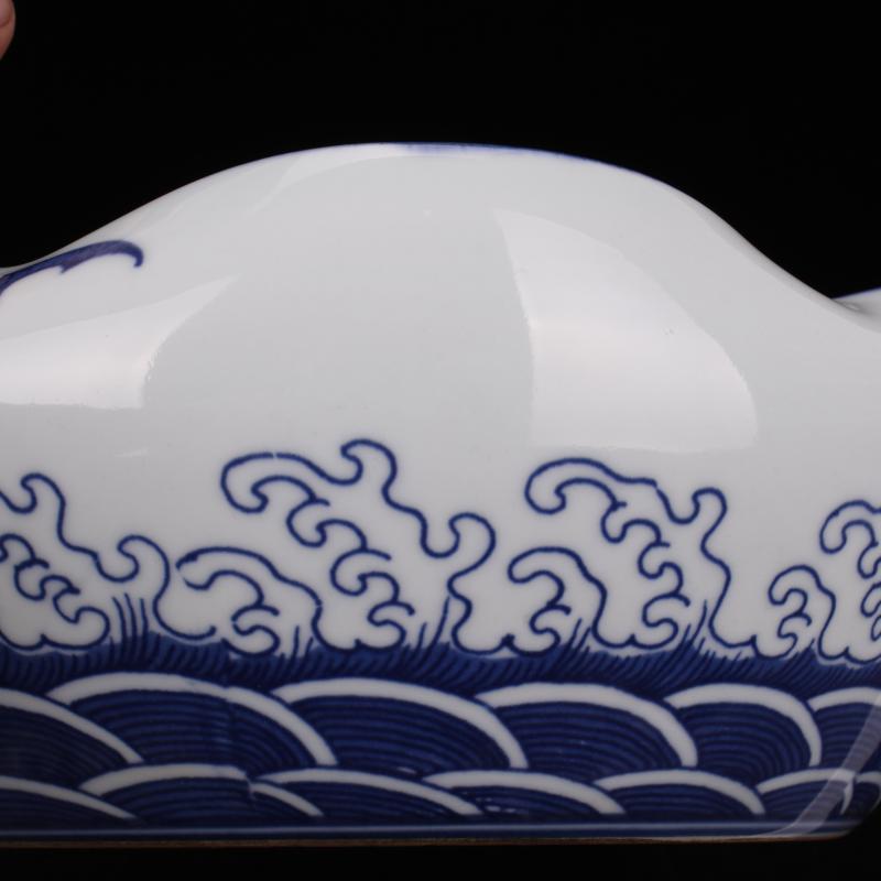 Jingdezhen blue and white porcelain large tea wash water meng desk writing brush washer from artistic porcelain basin hydroponic flower pot soup basin of move