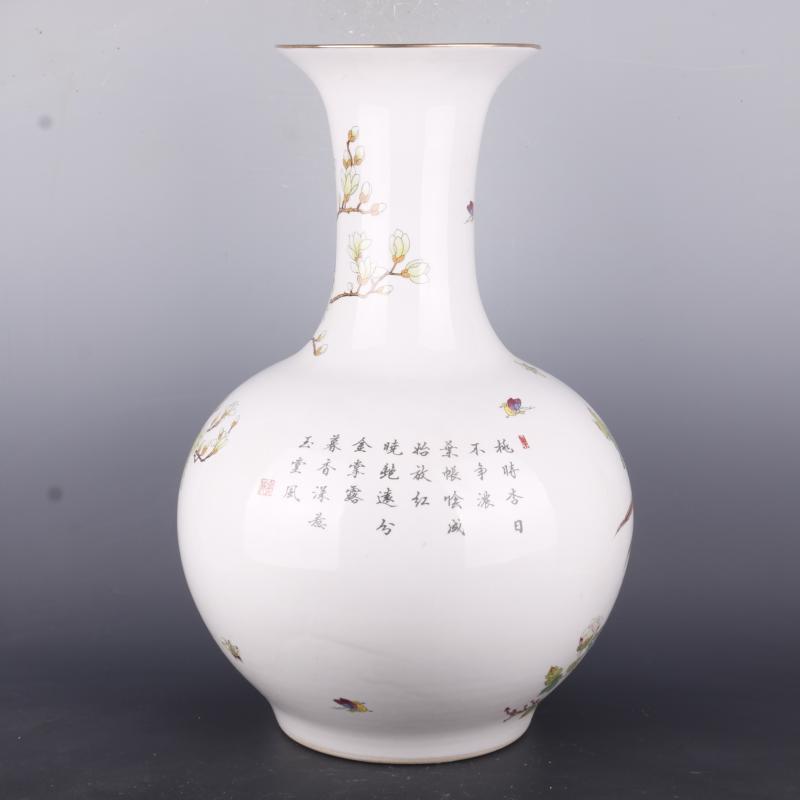 Antique Chinese porcelain floor home furnishing articles clear pastel prosperous flower grain vases, Antique curio collection