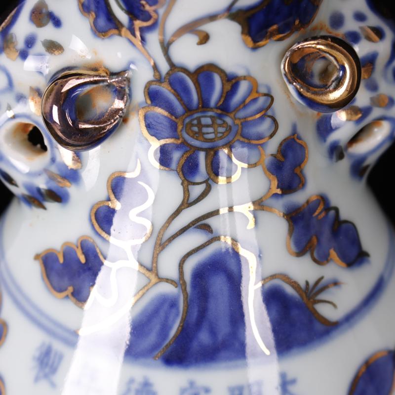 Jingdezhen imitation Ming xuande with hand - made paint shadow blue glaze carving vases, new Chinese style living room boutique soft furnishing articles