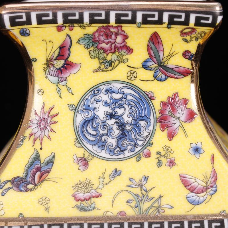 Jingdezhen imitation of the qing dynasty antique vintage colored enamel vase flower implement handicraft furnishing articles collection of adornment of Chinese style restoring ancient ways