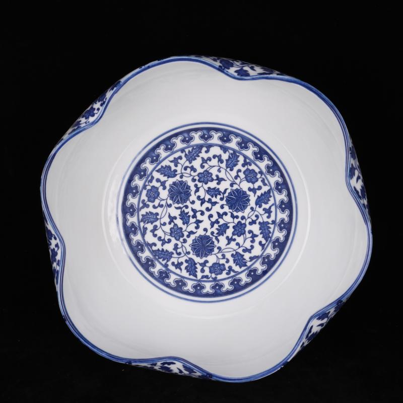 Jingdezhen blue and white porcelain large tea wash water meng desk writing brush washer from artistic porcelain basin hydroponic flower pot soup basin of move