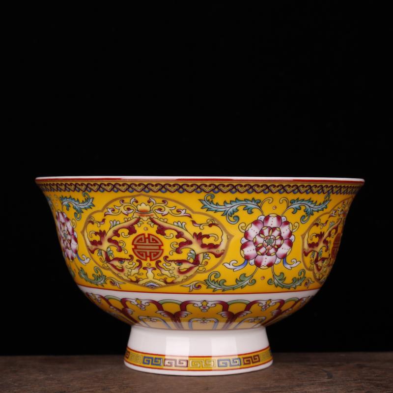 Yellow colored enamel to sweet dragon bowl of imitation and qianlong porcelain bowls Chinese style classical soft adornment art furnishing articles