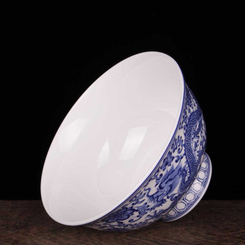 Jingdezhen blue and white longfeng imitation qianlong lotus flowers exquisite decorative bowls archaize handicrafts rich ancient frame furnishing articles