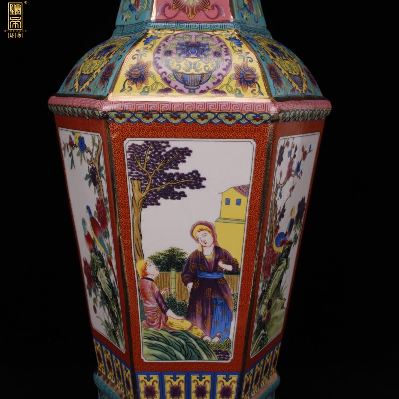 Jingdezhen colored enamel central Europe amorous feelings of large vase the six - party goddess of mercy bottle classical fine art vases, furnishing articles