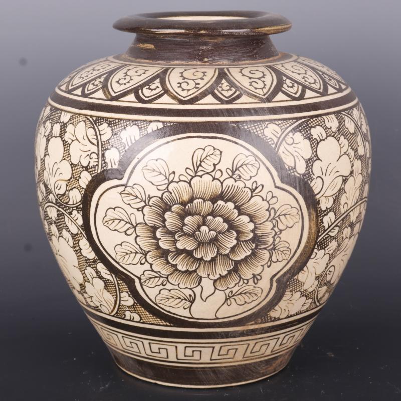 Archaize song dynasty jizhou up hand - made color ink YunLongWen as cans ceramic antique Chinese style household furnishing articles home antique collection