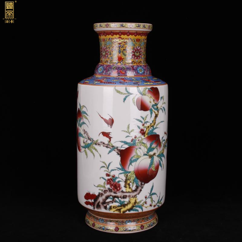 Jingdezhen imitation enamel enamel YongZhengNian antique vase nine sets of fortunes were bottles of Chinese style household ground furnishing articles