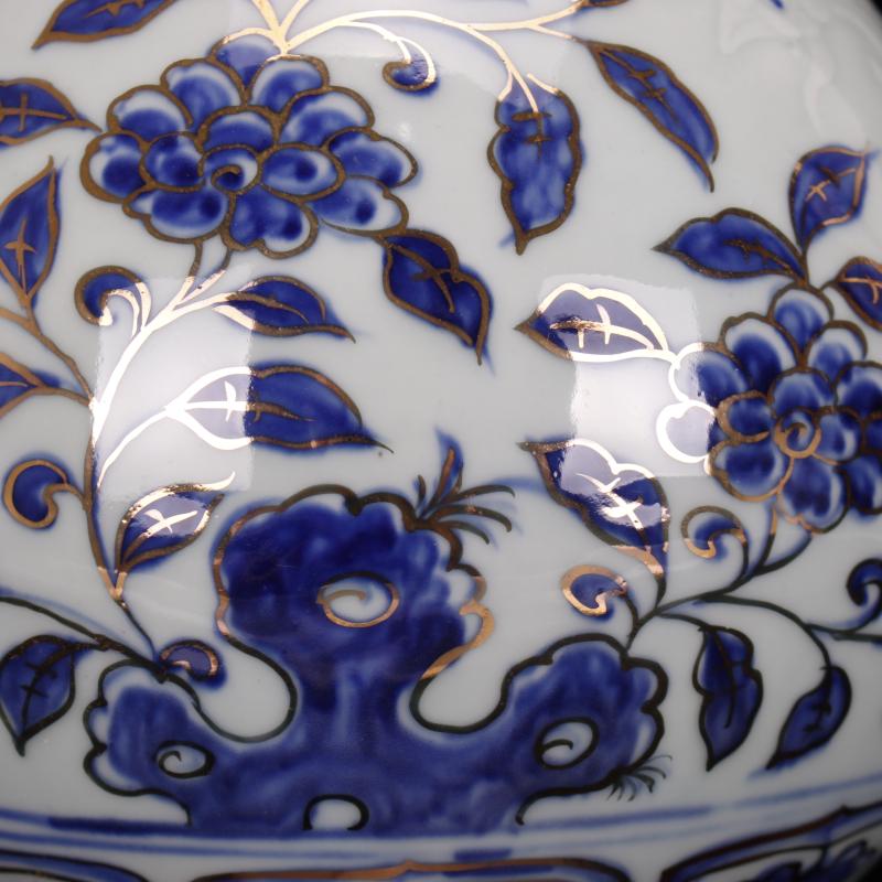 Jingdezhen imitation Ming xuande with hand - made paint shadow blue glaze carving vases, new Chinese style living room boutique soft furnishing articles