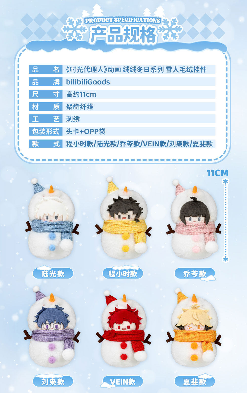 Link Click Snow Time Cheng Xiaoshi Snowman Plush Charm rear construction view