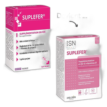 Europe direct mail france ineldea iron supplement capsules 30 ແຄບຊູນ / ກ່ອງຂອງວິຕາມິນ
