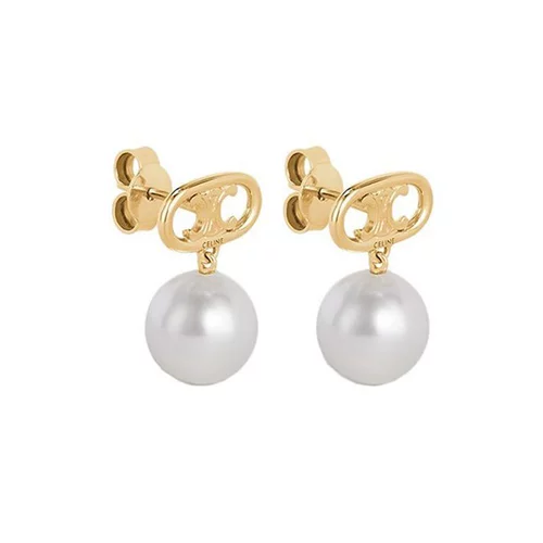 Европейская прямая почтовая рассылка Celine Pearl Серьги Mailon Triomphe Series Series Triumph Pattern