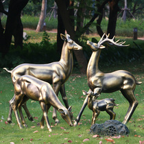 Abstract imitation copper sika deer ornaments outdoor fiberglass animal deer sculpture park forest landscape real estate decoration deer