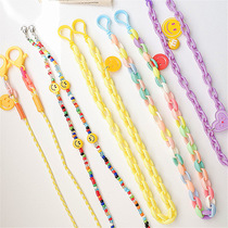 Han prints color chain smiley face mask chain sub-glasses hanging girl child anti-lose necklace acrylic female
