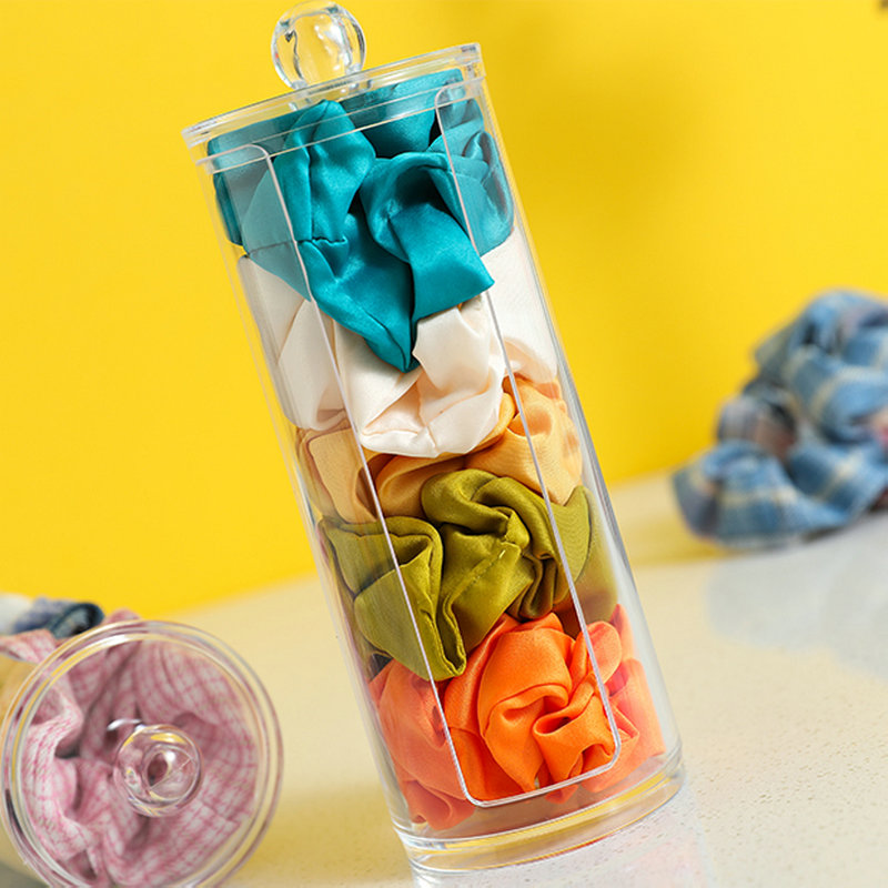 Brilliant encounter with acrylic transparent head decorated leather ring containing box hand account adhesive tape hair ring multifunction with lid round containing barrel