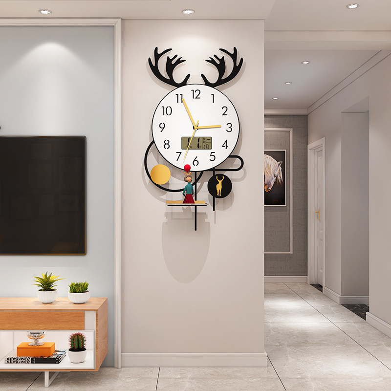 Hung clock modern minimalist living-room clocks and clocks Home fashion light extravagant hanging wall hanging table Nordic dining room Decorative Art Clock