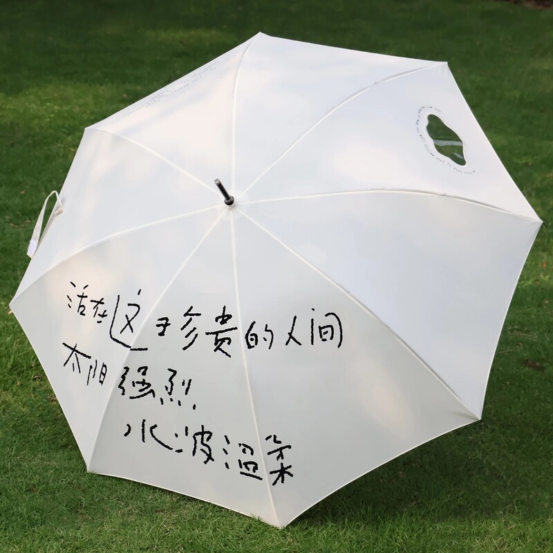 Hai Zi Poetry Collaboration Original Sun and Rain Umbrella Creative Hollow Design Long Handle Umbrella Foldable Portable for Women