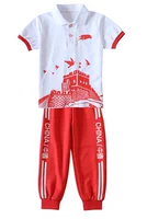 Красный комплект, футболка, штаны, китайский стиль