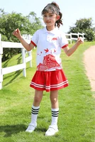 Красный летний комплект, футболка polo, юбка, китайский стиль, короткий рукав