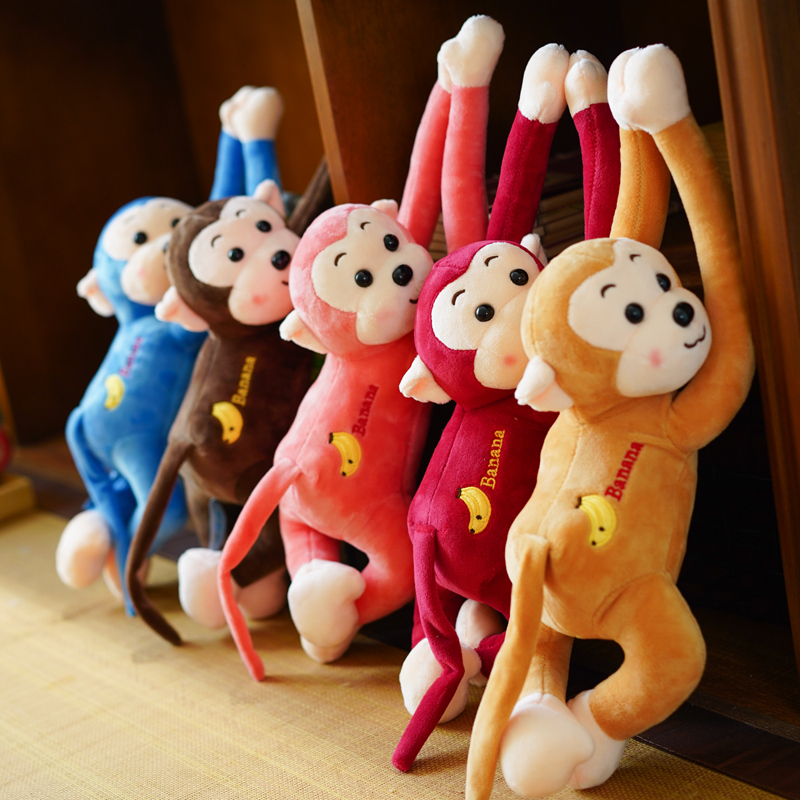 Cute little monkey Mao suede toy hanging monkey child electric car anti-bump head long arm monkey groveling monkey paparazzi doll