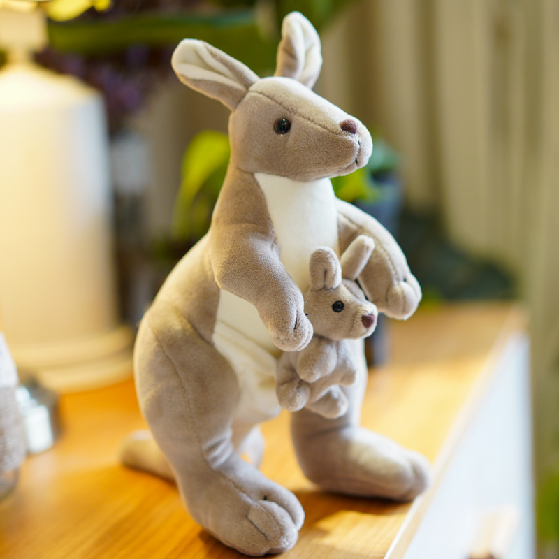 Cute Australian kangaroo plush toy mother and child kangaroo doll simulation animal baby parent and child doll Birthday gift