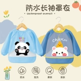 Водонепроницаемый детский нагрудник для еды, лонгслив, фартук, анти-грязь, сзади на завязках, с карманом