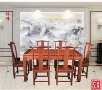  Mahogany furniture boutique Myanmar rosewood dining table Big fruit rosewood official hat chair rectangular dining table seven-piece combination