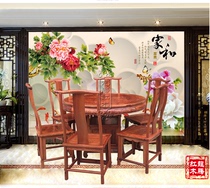  Mahogany boutique furniture Myanmar rosewood 1 meter 2 round dining table and chair Big fruit rosewood national color heavenly dining chair combination