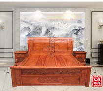  Mahogany boutique Myanmar rosewood box Hibiscus bed big fruit rosewood solid wood bedroom furniture combination