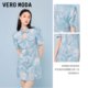 VeroModa Outlet Dress Summer Clearance ຝ້າຍບໍລິສຸດ Puff Sleeve ພິມ Denim ສັ້ນກະໂປງແມ່ຍິງອະເນກປະສົງ