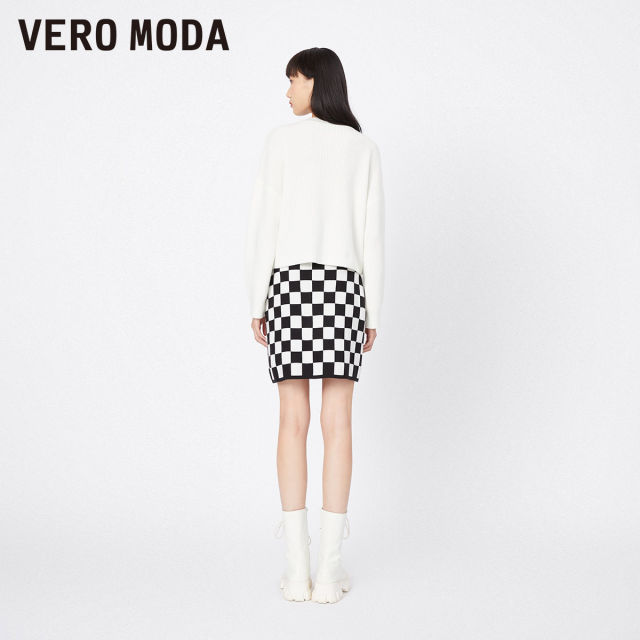 VeroModa Ole ສິ້ນ summer clearance versatile trendy ແອວສູງຂະຫນາດນ້ອຍ A version checkerboard skirt ສໍາລັບແມ່ຍິງ