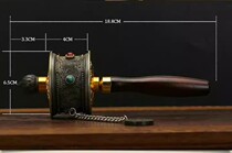 Prayer scroll hand-crank pendant Tibetan Tibetan-style tumbler mini runner six-character mani wheel painted zinc alloy hand-crank R