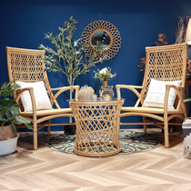 Gui Fan modern simple natural Vine woven armrest backrest leisure chair balcony courtyard table and chair coffee table three-piece set