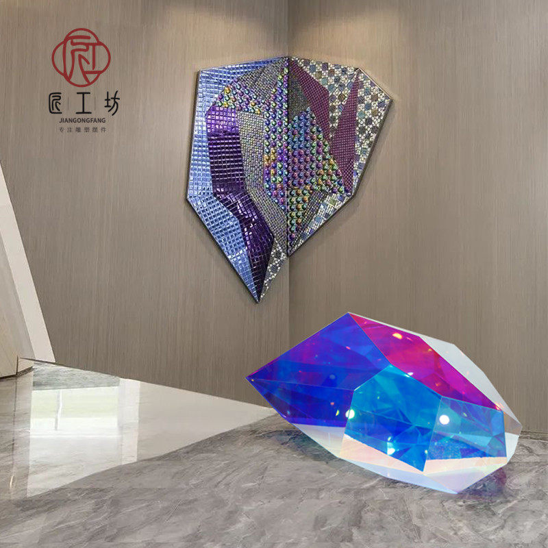 Dazzling Acrylic Minimalist Sculpture Creative Multi-faceted Geometric Pendulum Hotel Lobby Sample House Display Center Floor Decoration Furnishing