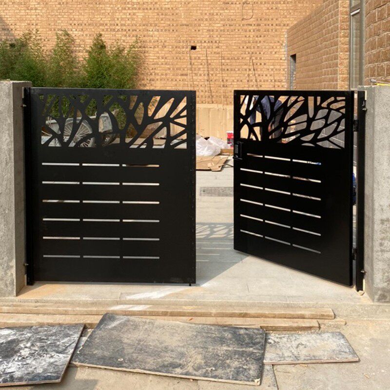 Iron Art Courtyard Door Villa Door Laser Cut Community Modern Iron Art Door Rural Yard Gate Double Door Custom