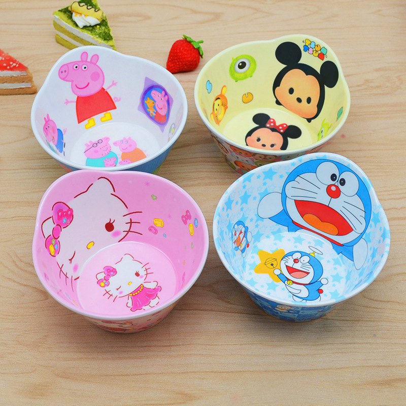 Children assist food bowl spoon, chopsticks tableware suit express cartoon pig baby drop students eat paggy melamine bowl